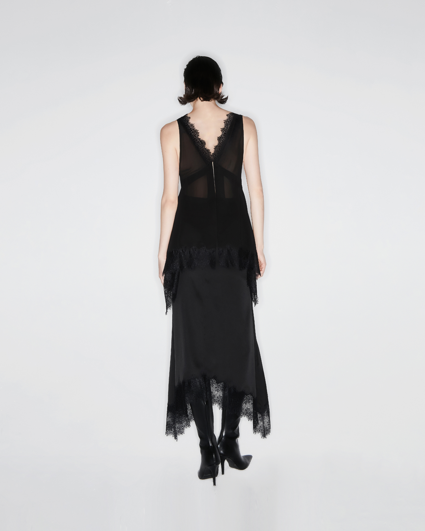 Black Asymmetric Midi Skirt