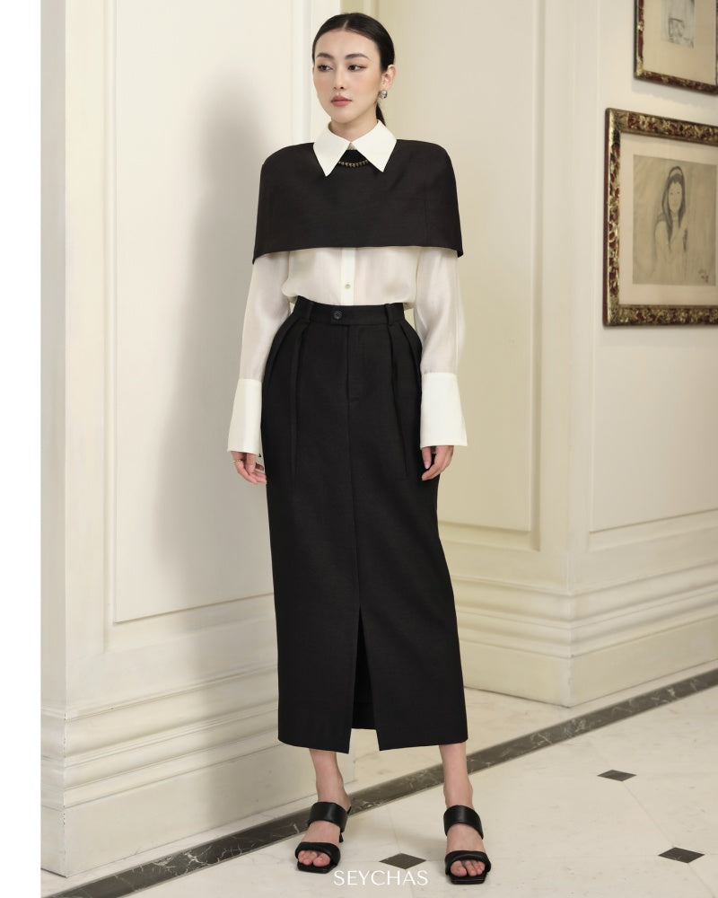 Jennette Tweed Shirt Cape