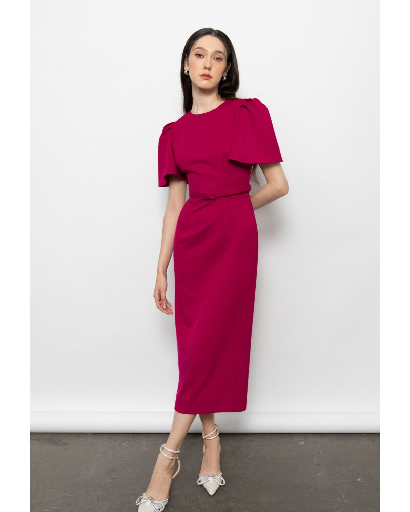 Emma Sheath Round Neck Surah Midi Dress