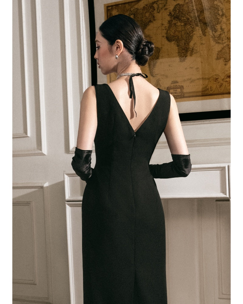 Sophia Sheath V-Neck Polyester Midi Dress