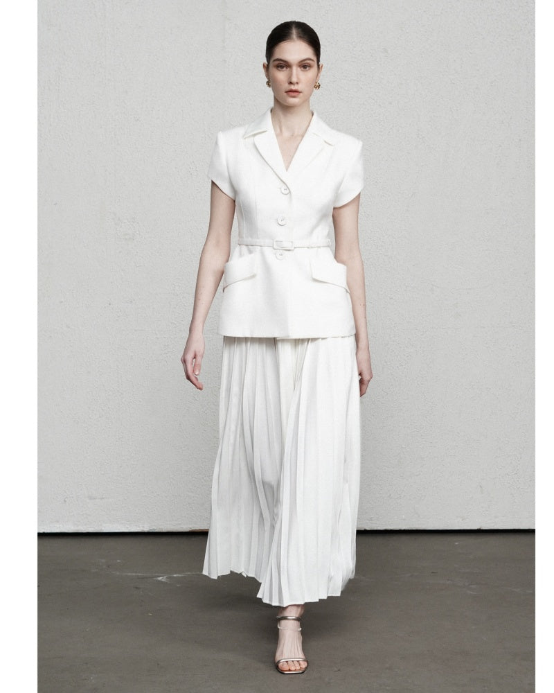 Mila Straight Pleated Modal Maxi Skirt