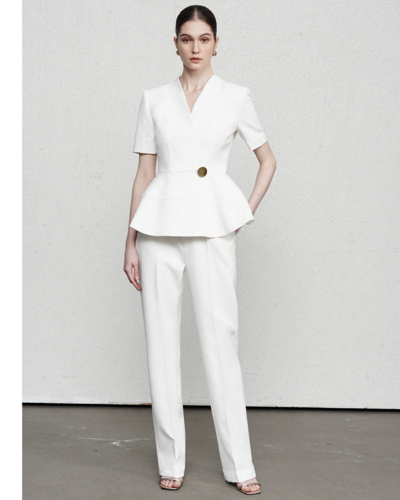 Lily Straight Side Pocket Polyester Long Length Pants