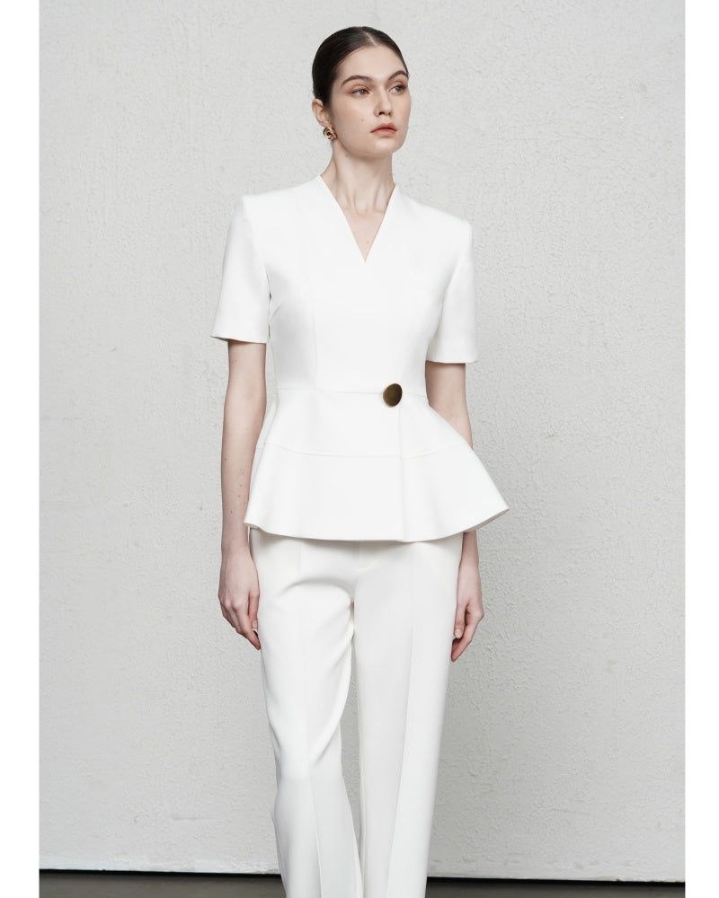 Zariyah Peplum Long Sleeved Polyester Top