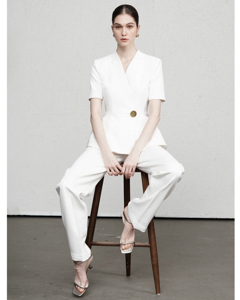 Lily Straight Side Pocket Polyester Long Length Pants