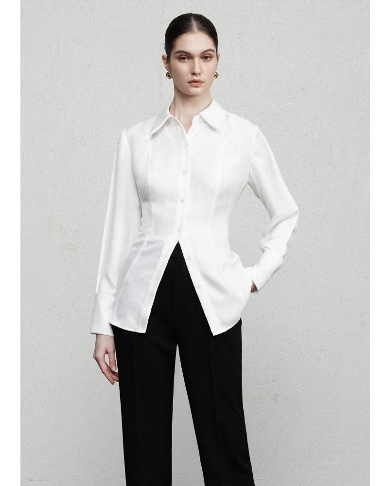 Angelica Fit and Flare Folded Collar Modal Shirt