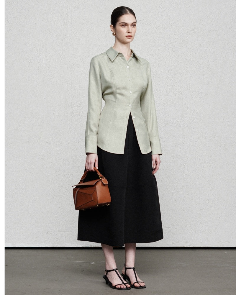 Angelica Fit and Flare Folded Collar Modal Shirt