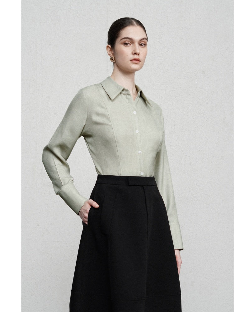 Charley A-line Side Pocket Polyester Midi Skirt