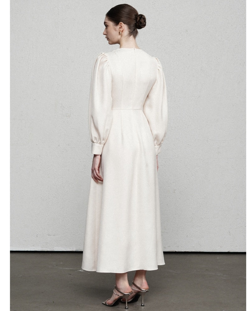 Elizabeth Blouson Bishop Sleeved Modal Midi Dress