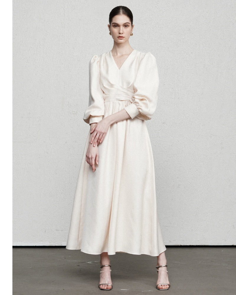 Elizabeth Blouson Bishop Sleeved Modal Midi Dress