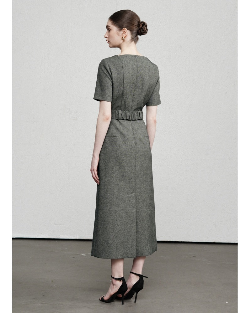 Priscilla A-line Short Sleeved Cotton Midi Dress