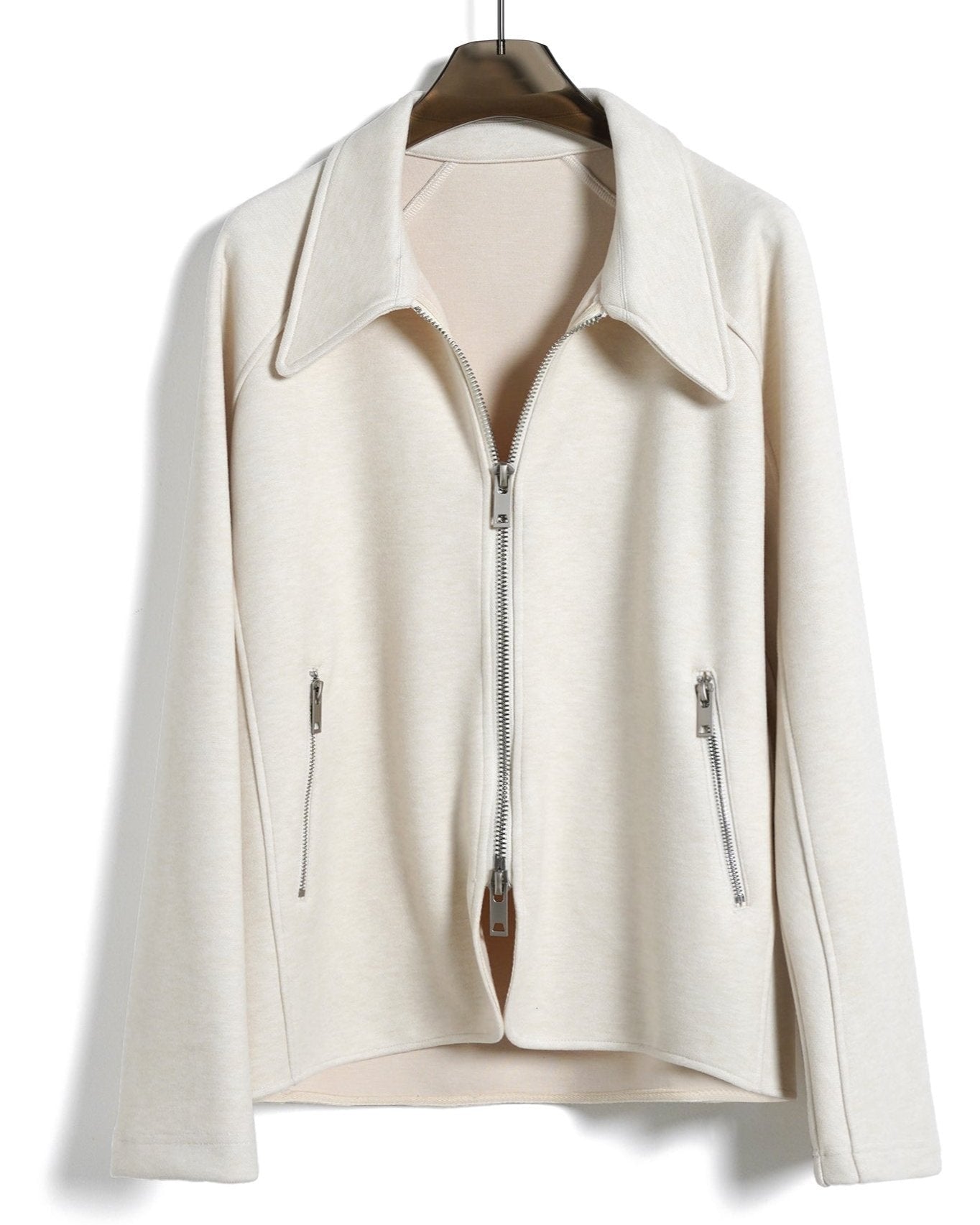 Soft Milk White Zipper Jacket