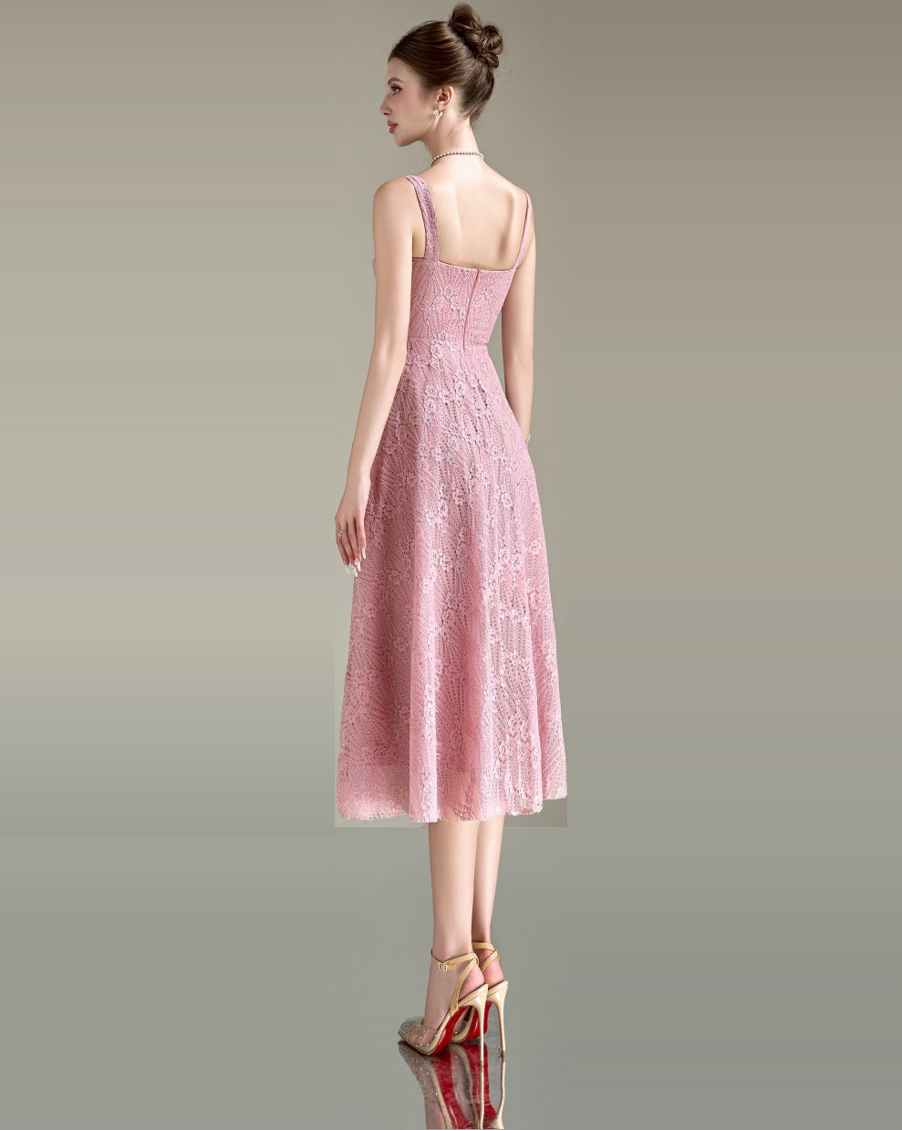 Lyna Two Strap Lace Midi Dress
