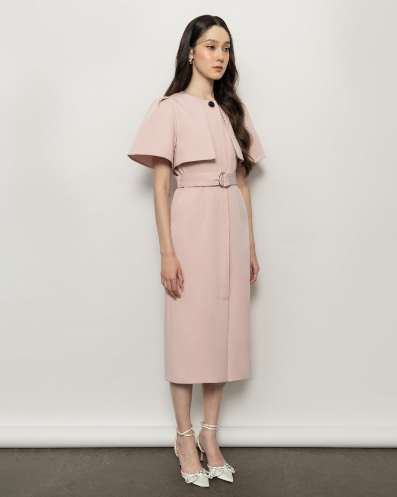 Isabella Sheath Boat Neck Polyester Midi Dress