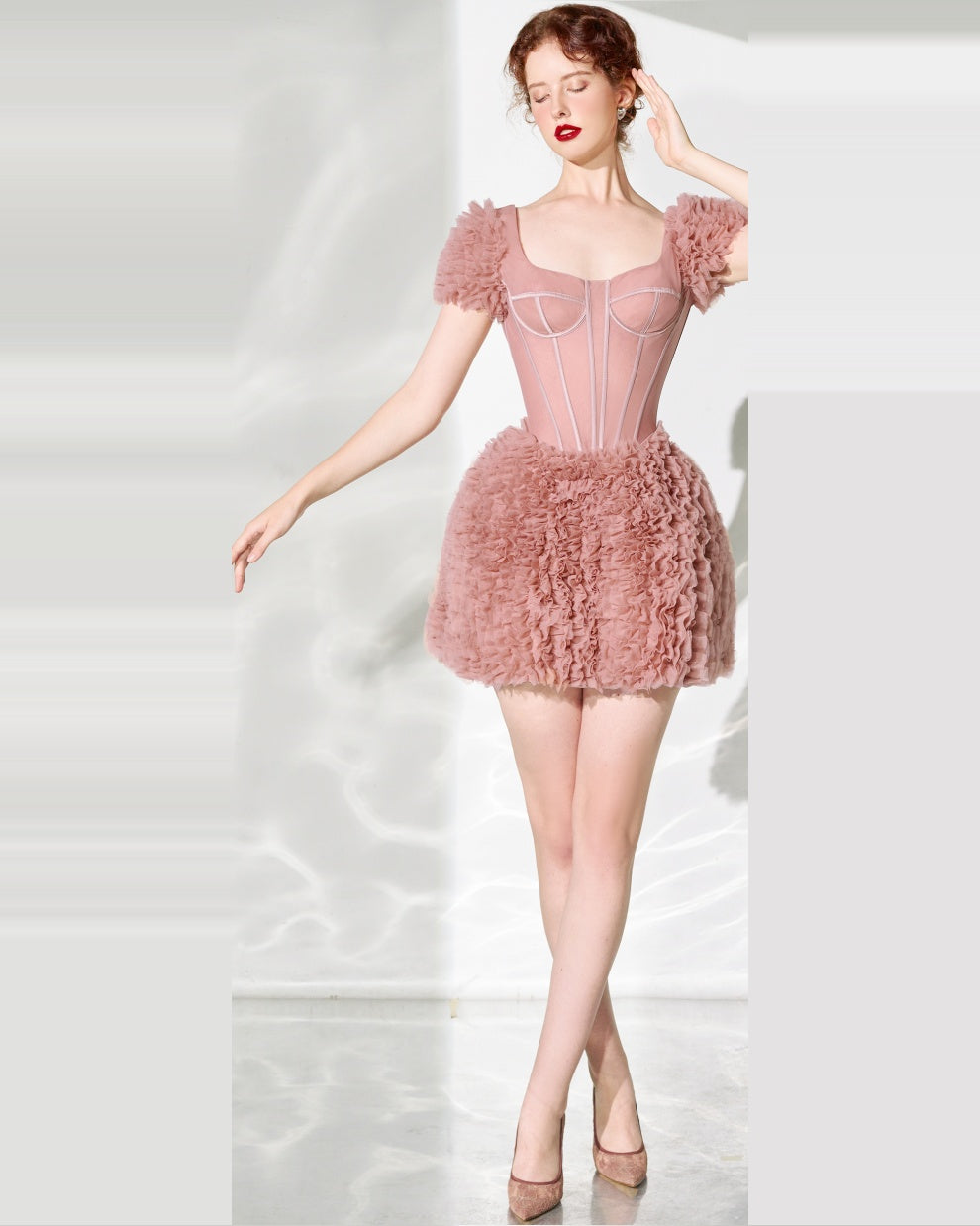 Tina Square Neck Corset Tulle Dress